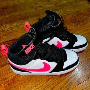 Nike high top Air Force Ones (Girl) black, white and pink - NEW